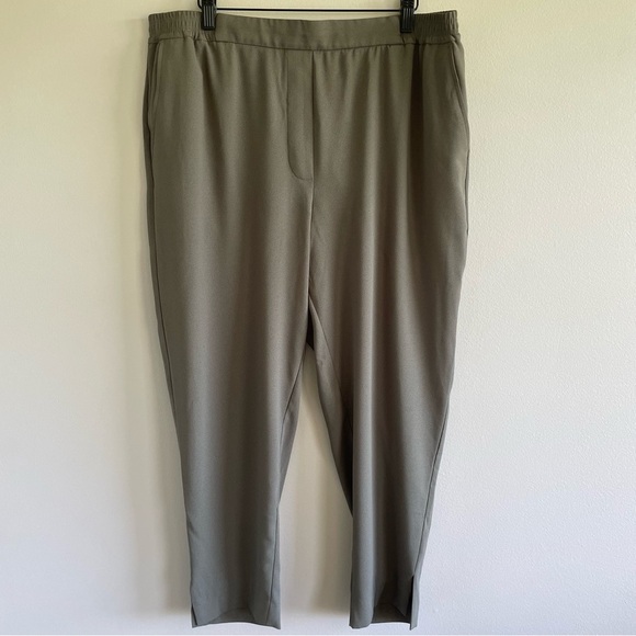 Anthropologie Women's The Essential Pull-On Trousers Olive Green Size Large - Picture 1 of 12